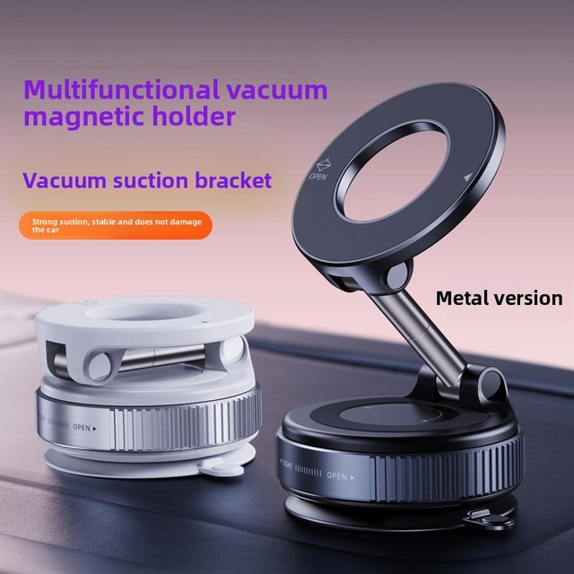 Vacuum-suction Dashboard-Mounted Magnetic Car Phone Holder Universal Fit 1-Year Warranty MagSafe-compatible Foldable 360-degree