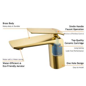 Robinet de salle de bain, eau chaude et froide, couleur or, robinet en laiton pour hôtel, prix avantageux, robinet d'eau, mélangeur de bain et de douche - Product Image 5