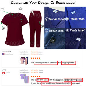 Vendita calda alla moda logo personalizzato classico <span class=keywords><strong>medico</strong></span> <span class=keywords><strong>medico</strong></span> due pezzi infermiere uniforme infermieristica laboratorio <span class=keywords><strong>medico</strong></span> Set Scrub da donna - Product Image 6