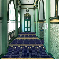 Tapis de prière jacquard tissé à la machine, robuste, lavable, imperméable, à poils longs, en rouleau, pour mosquée et centre islamique