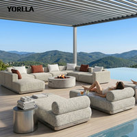 Ensemble de salon de jardin en forme de U haut de gamme Kaelo Collection, tissu résistant à l'eau, canapé modulaire pour villa