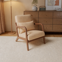 Fauteuil de lecture rembourré de style moderne du milieu du siècle, structure en bois massif, ergonomique et écologique, mobilier de bureau à domicile