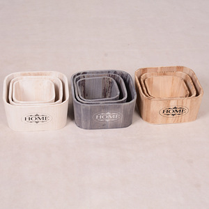 Rustic Wooden Flower <b>Pots</b> Square Indoor Home Decor Planters For <b>Succulents</b> Desktop Or Floor Standing - Product Image 1