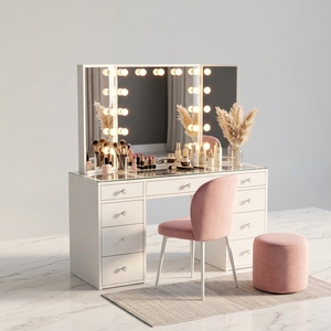 <strong>Modern</strong> White Luxury Vanity Dresser with Mirror Home Retail Hot Sale <strong>Dressing</strong> <strong>Table</strong> for Bedroom - Product Image 6