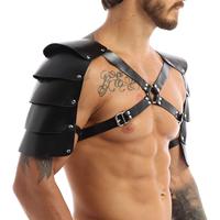 Armure d'épaule de guerrier médiéval pour hommes pour les jeux de rôle LARP, sangle de poitrine réglable, combinaison sexy en cuir PU