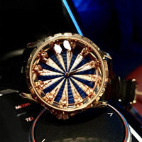 Montre-bracelet à quartz pour homme, style gothique, cadran squelette unique et luxueux, bracelet en cuir, cadeau d'affaires ou de fête