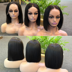 8" Straight 2x6 HD Closure Bob <b>Wig</b> Natural Black Human Hair Pre Plucked Hairline Glueless Free Part Short Bob <b>Lace</b> <b>Wig</b> - Product Image 3