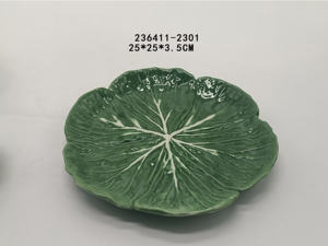 DSX <span class=keywords><strong>Assiette</strong></span> à salade en céramique peinte à la main motif <span class=keywords><strong>feuille</strong></span> <span class=keywords><strong>de</strong></span> chou en relief bol personnalisé - Product Image 2