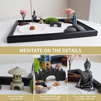 Mini bureau japonais Zen jardin 11.8X7.9 pouces résine bureau Miniature avec Kit Style bouddhiste religieux Zen jardin pour bureau