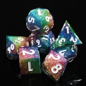 MINI PLANET Whirling Dream <span class=keywords><strong>Dice</strong></span> Set, jeu de dés polyédriques en résine faits à la main avec des bords tranchants pour les jeux de rôle sur plateau (TRPG) Dungeons & Dragons (DND) - Product Image 4