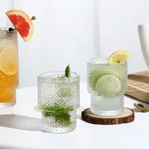 Retro-highball-geprägtes glas trinkbecher für getränke glas 300 ml cocktails milch saft becher