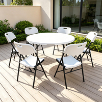 Table de salle à manger portable en acier blanc durable avec pieds pliants, style ferme moderne, idéale pour hôtels, mariages et réceptions – Vente en gros de haute qualité