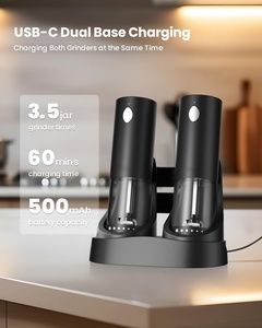 2026 New Rechargeable Stainless Steel <b>Pepper</b> Mill Automatic Electric Salt and <b>Pepper</b> Mill <b>Grinder</b> Set with Rechargeable Stand - Product Image 2