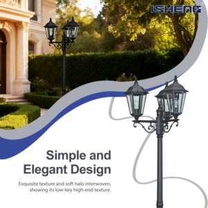 Классический уличный фонарь в европейском стиле из алюминия с дистанционным управлением, водонепроницаемый светодиодный столб для сада, винтажные садовые уличные фонари - Product Image 3