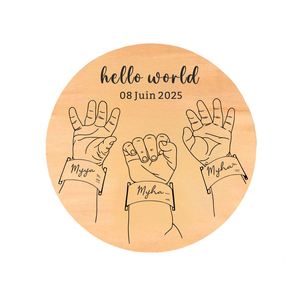 Newborn Name Disc, Baby Birth Announcement <b>Sign</b>, Personalized Name <b>Sign</b> for Hospital, <b>Wood</b> Newborn Photo Prop, Baby Shower Gift - Product Image 2