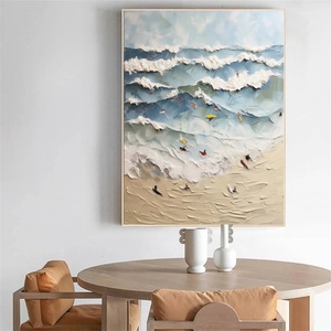 Peinture à l'huile de paysage marin et de paysage enneigé, texture 3D moderne, art mural fait main, décoration pour la maison et l'hôtel, peinture abstraite, cadeau pour l'inauguration d'une maison - Product Image 3