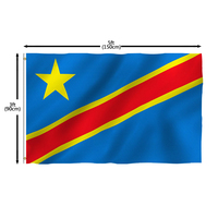 Drapeau de la République démocratique du Congo, style fanion, 100 % polyester, imprimé recto-verso, écologique et imperméable, en vente chaude