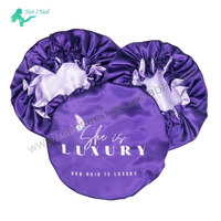 Personnalisez le bonnet en satin pour cheveux Bonnets de tresse réversibles En satin imprimé 3 en 1 Brosse de contrôle des bords avec emballage de logo personnalisé