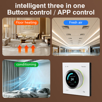 Termostato Cuadrado 3 en 1 TUYA Zigbee WiFi para Aire Acondicionado Central, Calefacción por Suelo Radiante y Aire Fresco, con Perilla Giratoria y Pantalla a Color