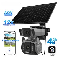Kamera Keamanan Surya AOV 4G dengan Lensa PTZ Zoom 12X, Baterai Lithium Terpasang, Deteksi Humanoid AI, Sistem CCTV Nirkabel Luar Ruangan