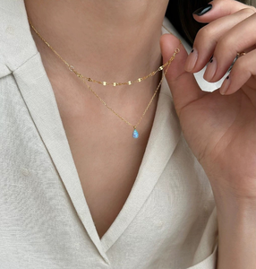 Cadena multicapa para mujer, joyería de ópalo inoxidable, Colgante de Piedra Natural con lágrima, collar de oro - Product Image 5