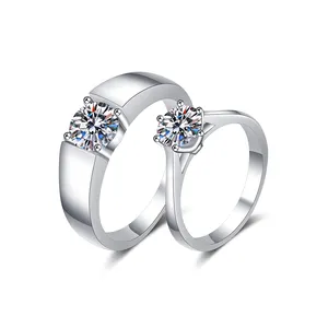 Fabricante directo Promesa Boda Moissanite Anillos Plata esterlina Moissanite Anillo de diamantes