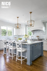 NICOCABINET Meubles <span class=keywords><strong>de</strong></span> <span class=keywords><strong>cuisine</strong></span> Cararra Carrelage en marbre Dosseret Chêne blanc Plaine Grain <span class=keywords><strong>de</strong></span> cygne Vernis <span class=keywords><strong>Peinture</strong></span> avec évier inclus - Product Image 3