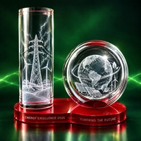 Trophée personnalisé Neelpure 194968 en forme de double boule de cristal, gravé au laser 3D, imprimé UV, pour la récompense de la ville intelligente 5G, de l'énergie et des télécommunications