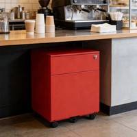 Meuble de rangement mobile en métal moderne à 2 tiroirs avec poignée latérale et serrure à clé pour bureau à domicile, école, atelier, salon