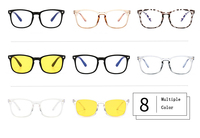 Lunettes de protection contre la lumière bleue rétro à monture carrée, effet amincissant pour le visage, monture plate, lumière bleue, monture d'ordinateur, mode