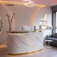 Meubles de bureau en marbre commercial, comptoir de réception de luxe blanc pour salon de beauté