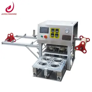 JUYOU Offre Spéciale – Machine automatique de scellage de 4 tasses, Machine de scellage de tasse de thé à bulles, Machine de scellage de tasse de yaourt