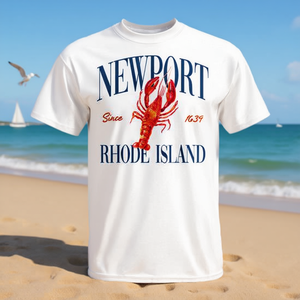 T-shirt Newport Rhode Island depuis 1639, motif homard, vêtements en coton blanc pour hommes - Product Image 3