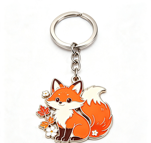 <b>Cute</b> Fox Metal Key Chain Zinc Alloy Enamel Cartoon <b>Keyring</b> Custom Logo Gift Souvenir - Product Image 4