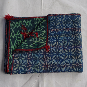 Colcha Kantha de Sari con Estampado a Mano en Técnica Indigo y Bordado a Mano - Product Image 1