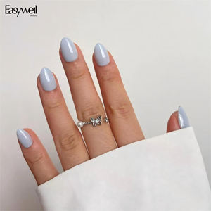 Easywell - Juego de 30 <span class=keywords><strong>Uñas</strong></span> Postizas de <span class=keywords><strong>Gel</strong></span> Cortas en Degradado <span class=keywords><strong>Azul</strong></span> <span class=keywords><strong>Claro</strong></span>, Diseño Nuevo, Reutilizables, Hechas a Mano, para Chicas - Product Image 1