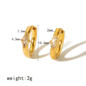 Aros de Acero Inoxidable con Baño de Oro de 18K y Circonitas, Diseño Geométrico, para Uso Diario - Product Image 4