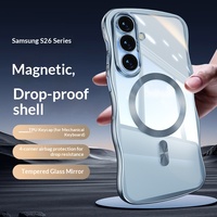Coque arrière magnétique transparente en TPU moulé avec cadre ondulé électroplaqué pour Samsung S26 25 24 Ultra S26 Edge 25 24 Plus