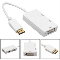 Adaptateur Mini DP Mâle vers HDMI DVI VGA de Haute Qualité 20CM, Adaptateur 3 en 1, Câble
