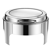 Plat à chafing rond hydraulique en acier inoxydable blanc, capacité 6L, chauffage à l'alcool, pour hôtels et restaurants