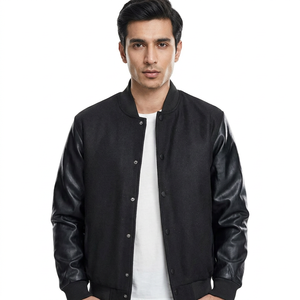 Vestes pour hommes personnalisées et élégantes à prix abordable, veste varsity streetwear ajustable pour hommes avec col montant, veste de baseball - Product Image 1