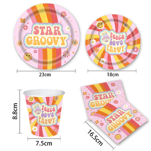 Juego de Vajilla de Papel con Temática de Niña Feliz DAMAI, Platos Rosas Desechables, Decoraciones para Fiestas de Cumpleaños Infantiles - Product Image 4