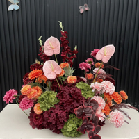 Arche de mariage florale de luxe bordeaux en gros, arche de fleurs en soie pour décoration de fête et événement
