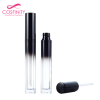 Tube de brillant à lèvres vide transparent, conique, avec capuchon jaune ou rouge, rechargeable, pour rouge à lèvres liquide, emballage cosmétique DIY pour gloss.