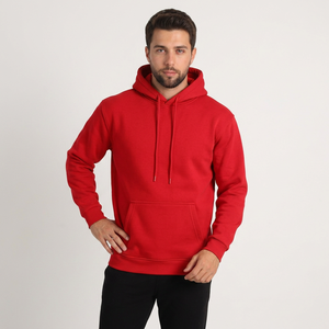 Sweat-shirt à capuche zippé pour homme, rouge, 100% coton molletonné, coupe classique, couleur unie, avec poche, vêtement d'hiver, logo personnalisé - Product Image 6