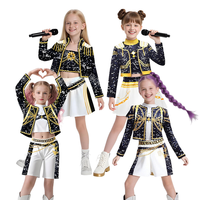 Costume de cosplay pour filles Rumi Zoey Mira Noir Trois Pièces en Polyester pour Spectacle d'Halloween