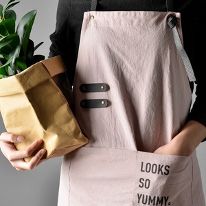 Tablier en coton et lin, couleur unie, style coréen, pour la cuisine, le travail, le boucher - Product Image 4