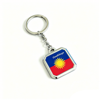Porte-clés carré en métal personnalisé avec logo, Porto Rico, Guadeloupe, Haïti, avec autocollant époxy drapeau national européen