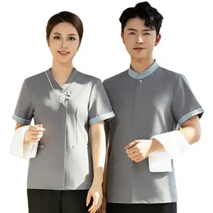 Toptan kısa kollu yazlık t-shirt temizleyici personel scuniforms üniforma temizlik otel