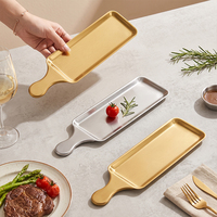 Assiette rectangulaire en acier inoxydable de style coréen, écologique, durable, à motif uni, pour restaurant/cantine/usage domestique